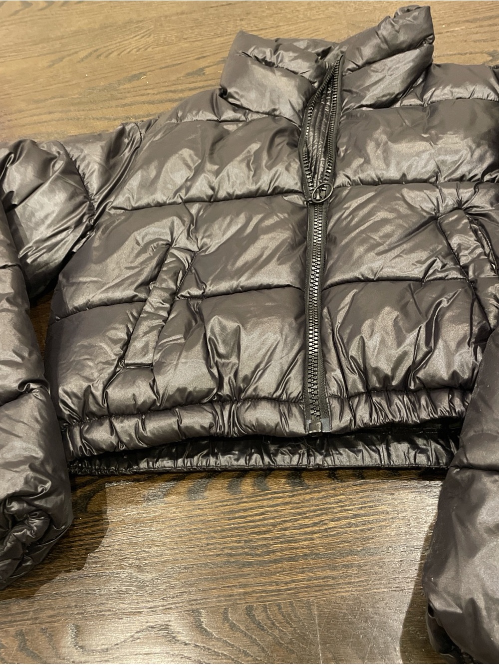 Garage Black Cropped Puffer Jacket